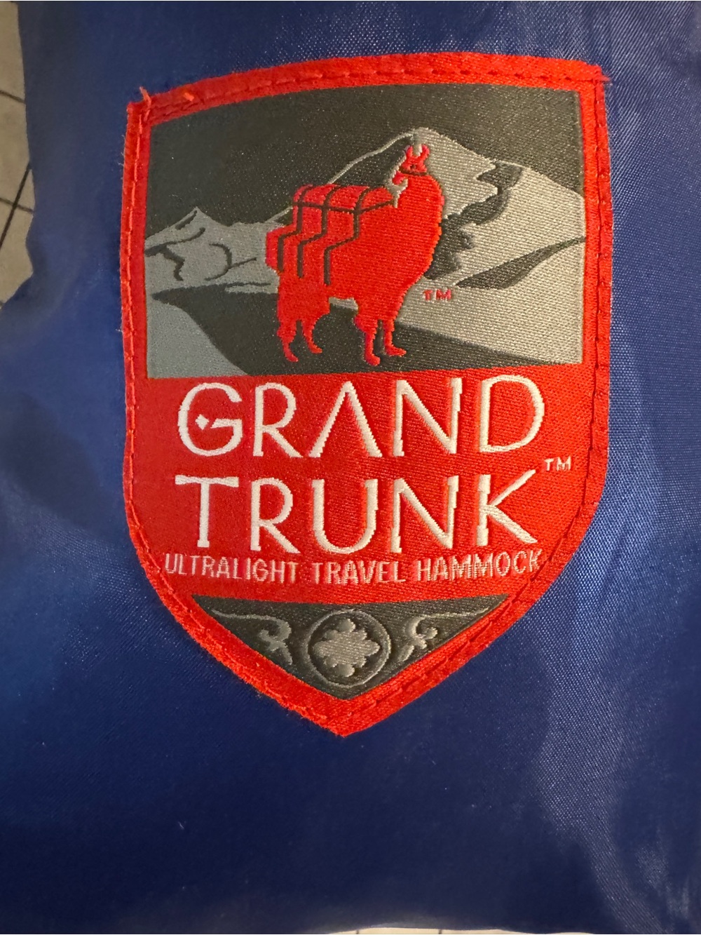 Ultralight Travel Hammock - Blue with Red Logo new and never used except to list